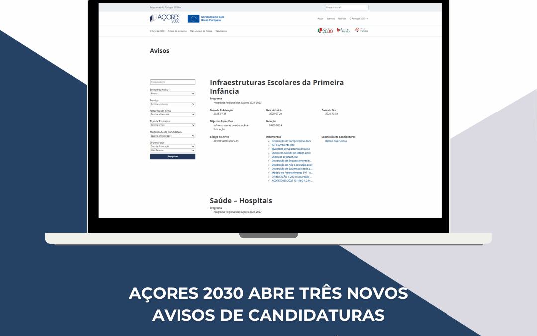 Açores 2030 lança novos avisos de apoio à saúde e à educação da primeira infância
